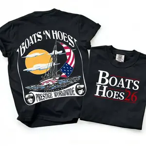 Boats and Hoez Summer 2026 T-Shirt, Funny Stepbrothers 2 sides Shirt, Patriotic Shirts, Humorous Beach Vibes Graphic Tee, Comfort Colors Unisex Tee, Fan Gifts