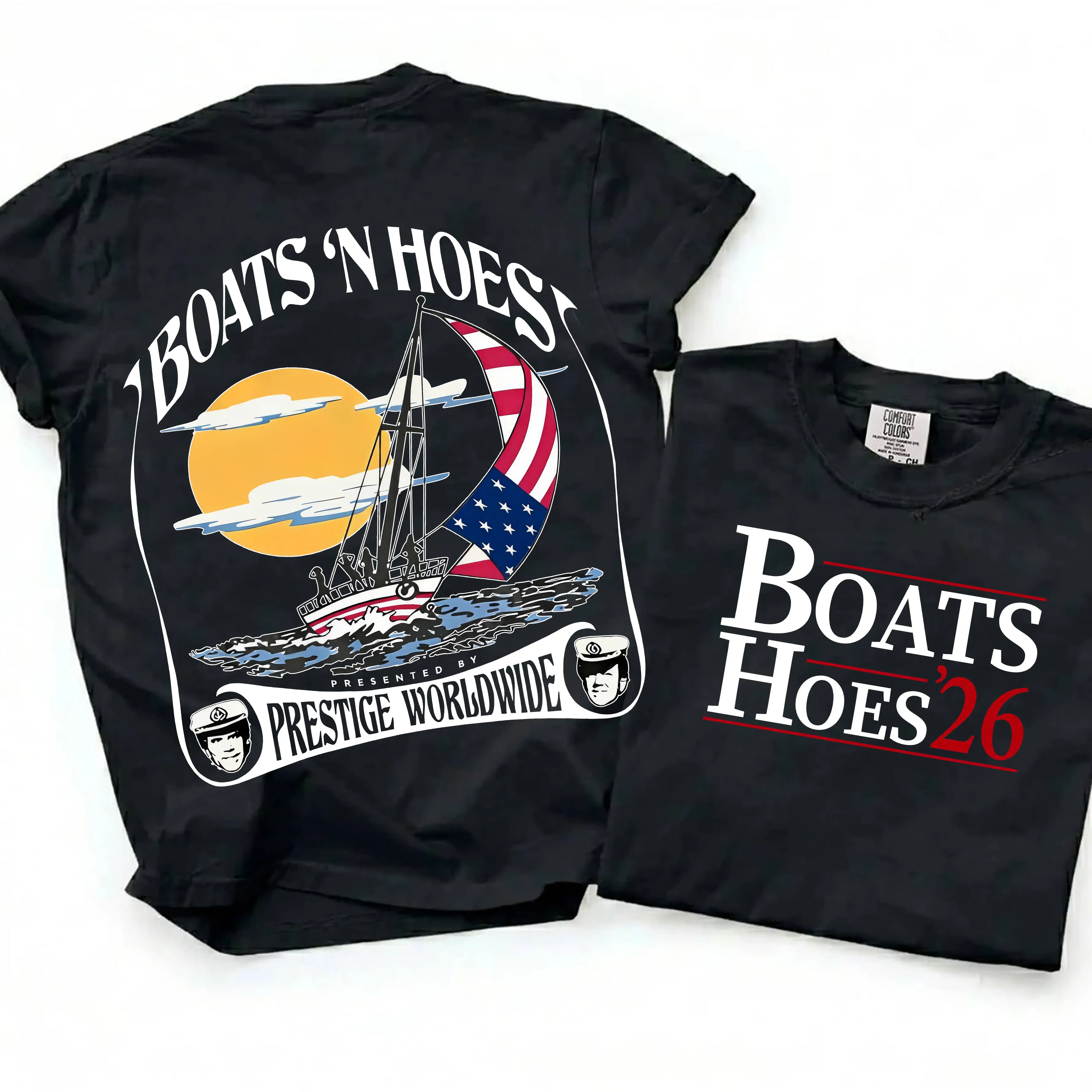 Boats and Hoez Summer 2026 T-Shirt, Funny Stepbrothers 2 sides Shirt, Patriotic Shirts, Humorous Beach Vibes Graphic Tee, Comfort Colors Unisex Tee, Fan Gifts