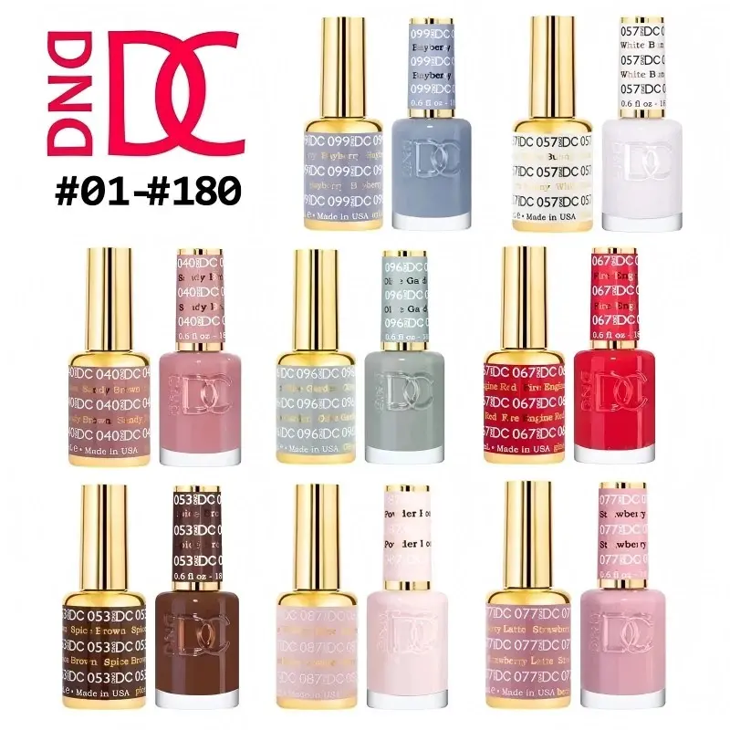 DND DC Gel & Regular Nail Polish Duo Set, 0.6oz Each, Shades #001-#180, Custom Color Selection for Beauty Routines