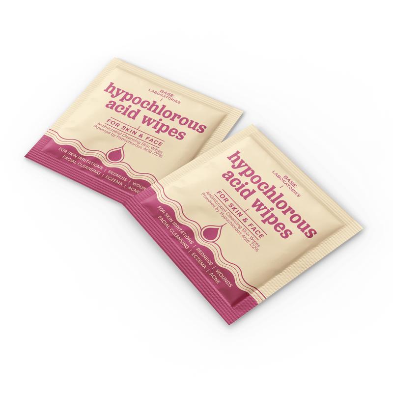 Base Laboratories Hypochlorous Acid Spray & Wipes Bundle - 75 Wipes & 8oz Spray for Acne Eczema Piercings & Irritations Fast Relief for Daily Use