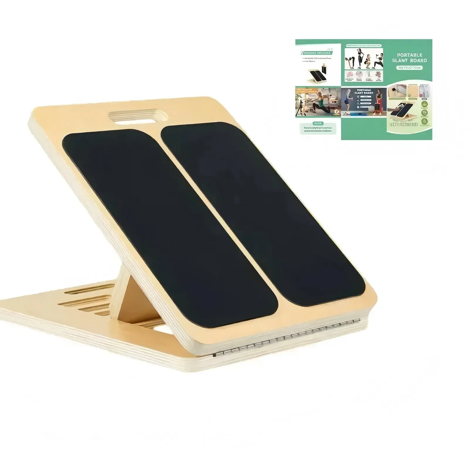 Slant Board for Calf Stretching, Adjustable Portable Wooden Incline Board for Calf Stretcher with Training Poster, 450 Lbs Weight Capacity Calf Stretch Wedge for Leg, Knees, Heel, Ankle & Stretching Calf Board