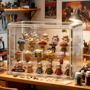 4-Tier Clear Acrylic Display Case, ldeal for Action figures, Dolls, Toys & Collectibles - Large Capacity Stackable Display Cabinet,Magnetic Door, Dustproof Storage & Organizer Box, Tool-Free Easy Assembly