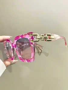 Trendy Patchwork Colorful Glasses, Fashionable Square Eyewear for Men and Women, Hollow Metal Hinges