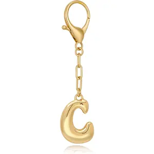 Gold Bubble Initial Keychain For Women Handbag Charms Fashion Alphabet Keychain Accessories