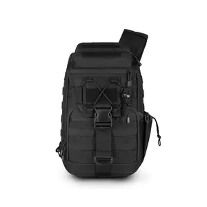 Tactical Sling Bag Large Tactical Shoulder Backpack with Detachable Waist Belt Cross Body Chest EDC Bag Daypack Molle Assault Pack Out Bag Ideal for Travel Fishing Hiking Trekking Rucksack Adjustable Crossbody Strap