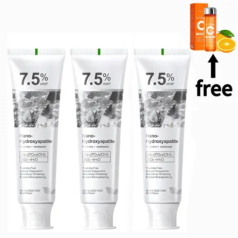 DEFGR 3PCS 7.5% Hydroxyapatite Toothpaste - Advanced Enamel Protection, Sensitive Teeth Friendly, Gentle Effective Fresh Mint Formula (Includes 4 Toothbrushes)