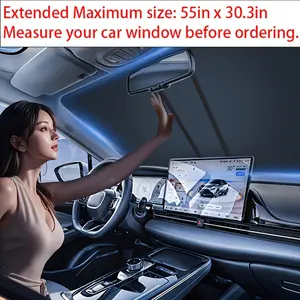 2026 Car Windshield Sunshade | Interior Windshield Sunshade, Lightweight and Foldable, Titanium Silver Alloy, Universal, Automotive Glass Sunshade, Maximum Size: 30.3 inches wide x 55 inches long - Please verify dimensions before purchasing.