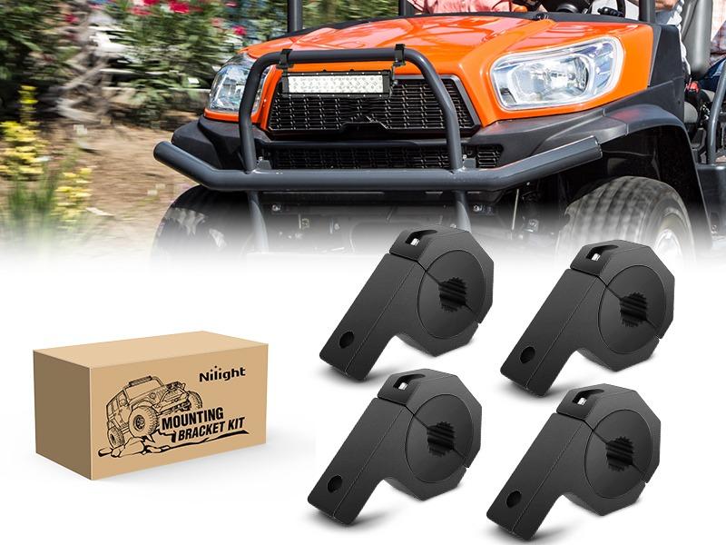 Nilight - 90020D 4PCS Mounting Bracket Kit LED Off-Road Light Horizontal Bar Tube Clamp Roof Roll Cage Holder,2 Years Warranty, Black Nilight - 90020D 4PCS Mounting Bracket Kit LED Off-Road Light Horizontal Bar Tube Clamp Roof Roll Cage Holder,2 Years Warranty, Black