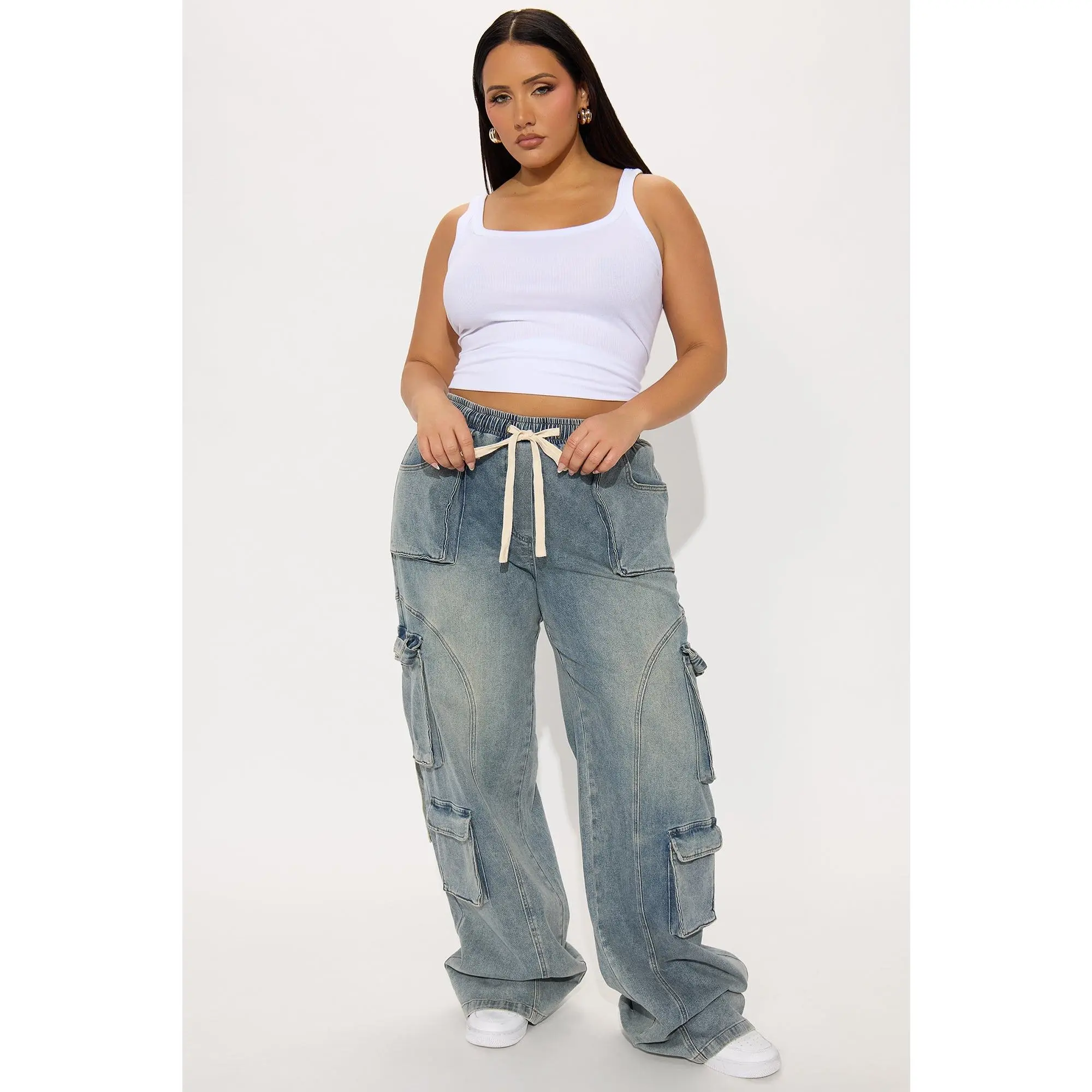 Tall Met My Match Baggy Cargo Jeans - Vintage Wash