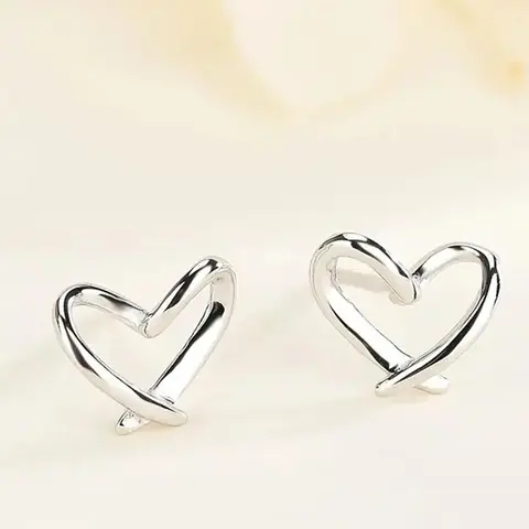 Women's Simple Heart Design Stud Earrings, 2024 New Style Jewelry for Party, Daily Clothing Decor, Trendy All-match Cool Female Accessories for Birthday Gift