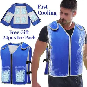 PANGTIKU Cooling Vest for Men Women -Ice Safety Cold Vest with 24 Ice Pack, Adjustable Cooling Vest for Hot Weather Work Outdoor Reflective Unisex