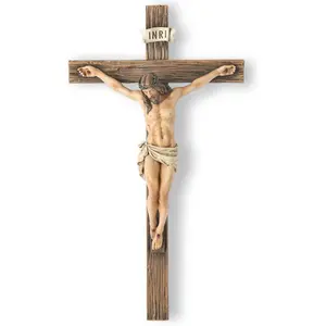 Wall-Mounted Crucifix — Jesus Christ Themed Inspirational Home Decor, Devotional Religious Gift, Renaissance-Style Sculpture