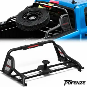 POFENZE-Mestan Heavy-Duty Adjustable Truck Roll Bar Chase Rack for Full-Size Trucks, Compatible with Chevrolet Silverado, Toyota Tundra, Ford F-Series Super Duty, Ram, Nissan Titan/Titan XD, GMC Sierra (Fits 1500/2500/3500 Models) Universal Steel Bed Kit