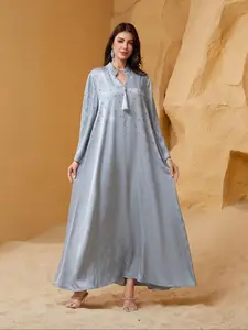 Women's Glitter V Neck Long Sleeve Dress, Elegant Fashion Long Dress for Party Holiday Wedding, Ladies Clothes for All Seasons, Elegant Dresses