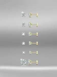 Earrings Set, Stainless Steel Cubic Zirconia Ear Bone Studs, 20G Ear Cartilage Piercing Earrings, Body Piercing Jewelry, Fashion Accessories for Women & Men