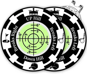 2 Pack Golf Ball Marker, SlopeMaster ProGreen Reader with High Precision Green Reading Aid Golf Accessories, Putting Training Aid Golf Accessories Tool Gift for Men Women