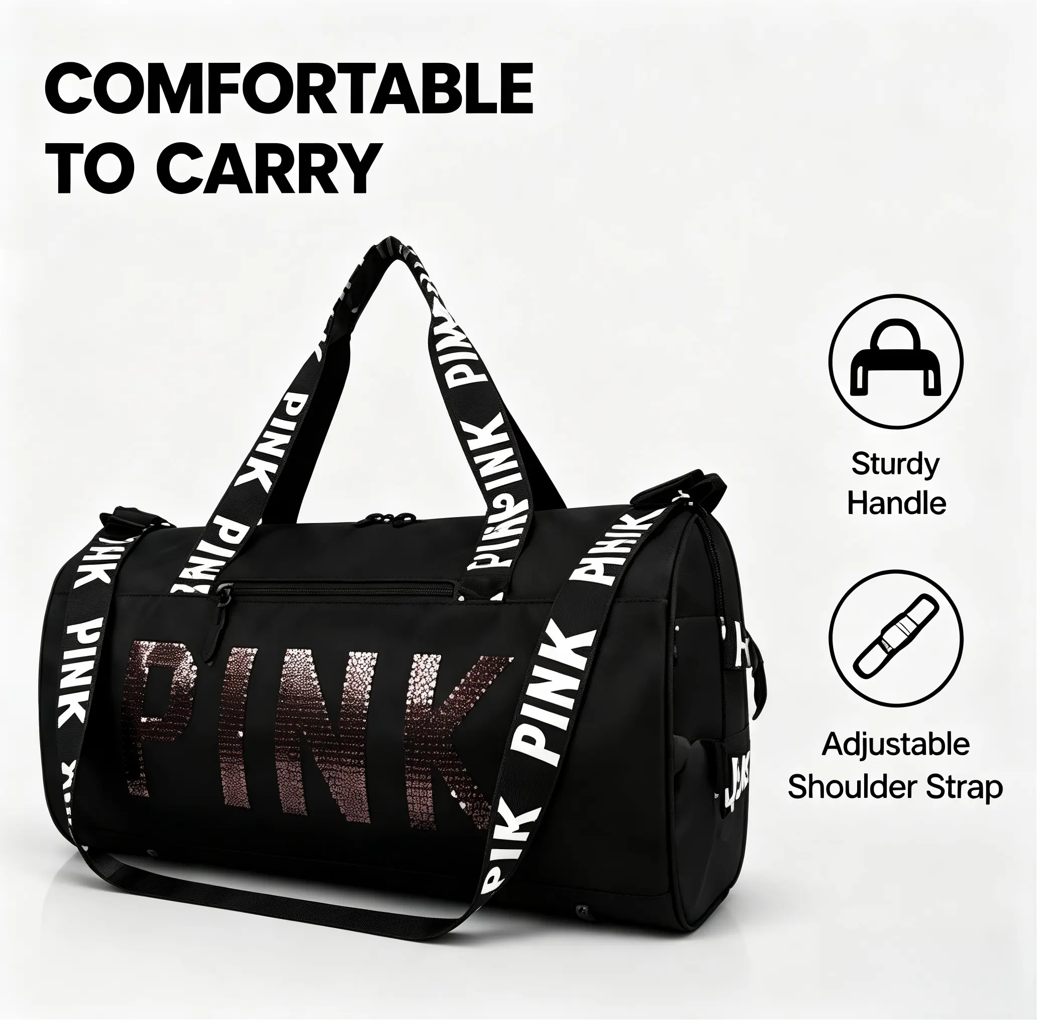 Fashion Sequin PINK Sports Duffle Bag, Portable Crossbody Shoulder Handheld Weekender Bag for Gym Fitness Short Business Trip #GymBag #TravelDuffleBag #WeekenderBag #PinkDuffleBag #SportsBagForWomen#TikTokFinds #ViralGymBag