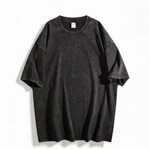 Men’s Oversized Vintage Heavyweight Cotton T‑Shirt for Fitness/Gym Wear, Sporty Washed Loose Fit