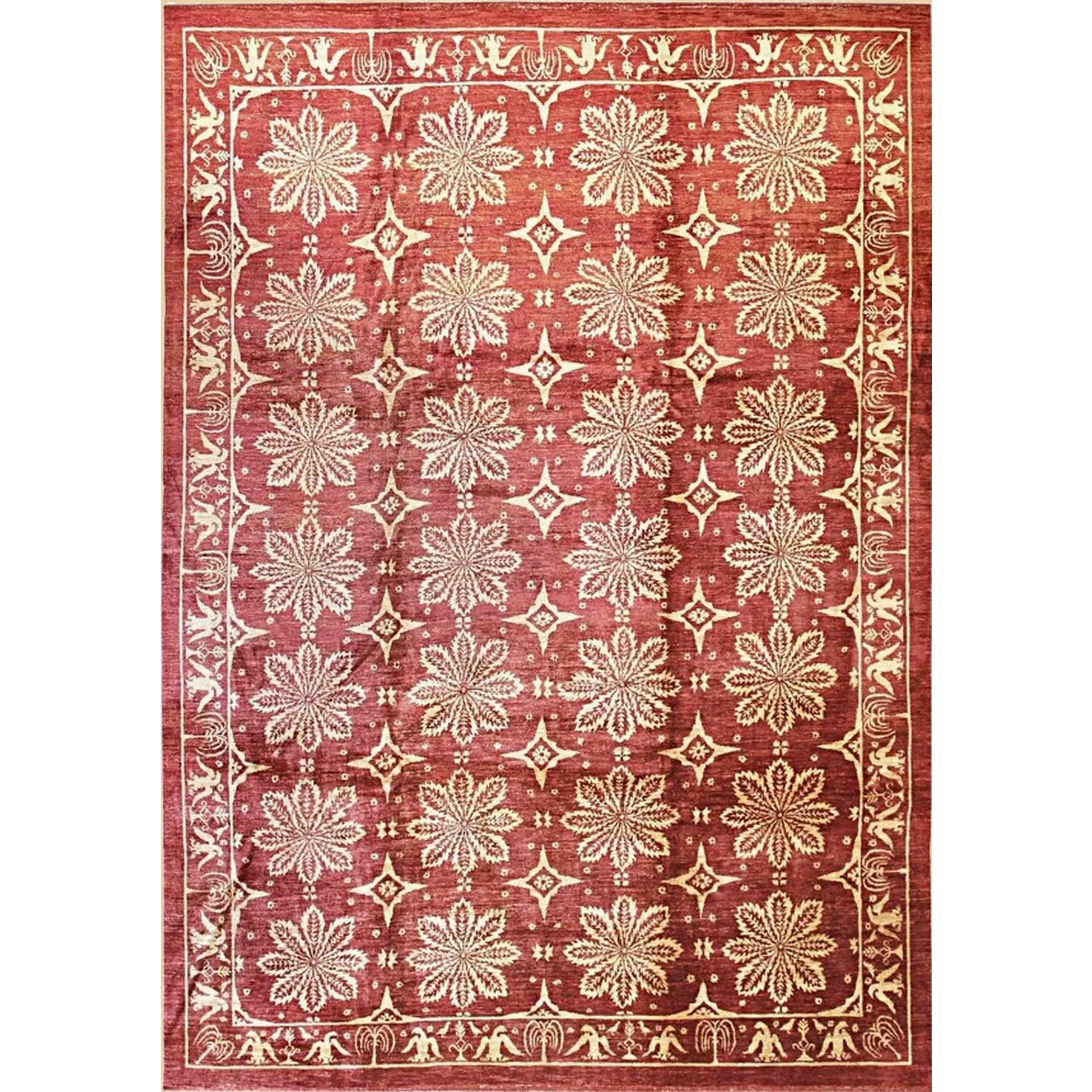 Majestic Artisan Red Hand Knotted Afghan Wool Rug
