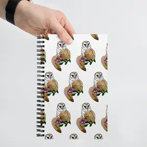 Barn owl with Crystal Spiral notebook