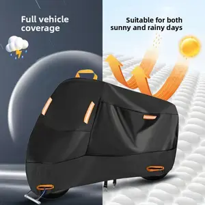 Motorcycle Rain & Sun Protection Cover, Waterproof Outdoor Scooter Hood, UV Shield Protector for Electric Bikes, Fits Up to 195cm Long