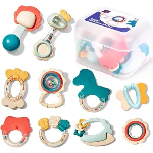 Baby Toys 0-6 Months - Baby Rattles Teething Toys 3-6 Months, Newborn Infant Toys 6-12 Months, Teether Grasping Shaker Toy Baby Gifts 6 5 4 3 Month Old Must Haves Montessori Rattle for Babies