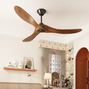 FUFU&GAGA 60'' Indoor/Outdoor Ceiling Fan w/ Remote - Wooden Blades, Quiet Reversible Motor, No Lights for Patio, Bedroom, Office