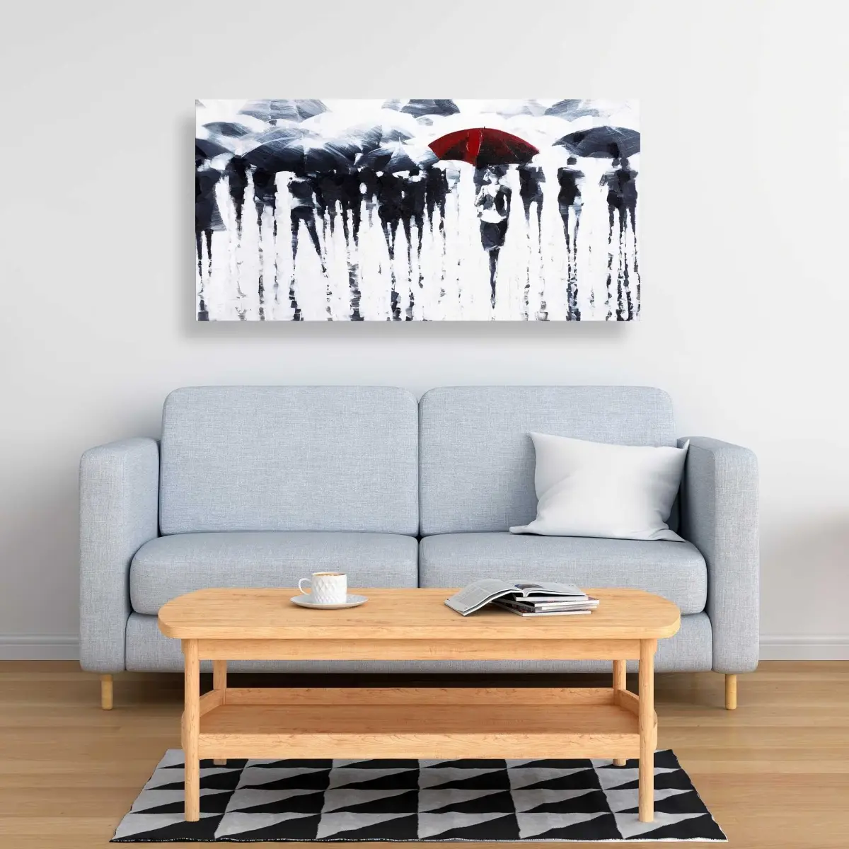 Begin Home Decor C1RC244814JWWP 24 x 48 in. Abstract Silhouettes Under The Rain - Modern Canvas Art