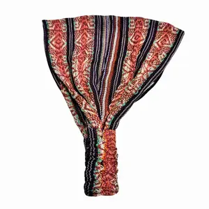 Boho Elastic Sweatband Headband - Multicolor Geometric Design for Comfort and Style - Dreadlock Wrap for Festivals and Activewear