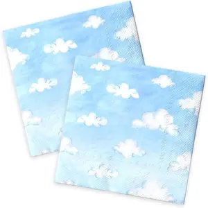 40Pcs Cloud Napkins-Cartoon Story Party Supplies Blue Sky White Clouds Disposable Paper Napkins Cloud Themed Birthday Baby Shower Decorations