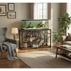 Industrial Entryway Table with 5-Tier Storage, Narrow Entryway Table with Storage Shelves, Rustic Farmhouse Sofa Table, Vintage Long Table for Living Room Hallway Foyer