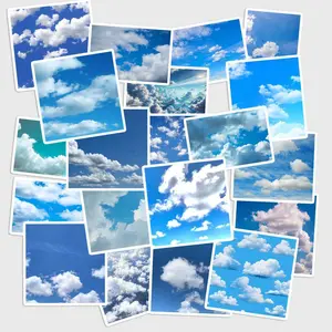 Sticker Pack 20 pcs Blue Sky Cloud Vinyl Stickers, Minimal Nature Waterproof Decals