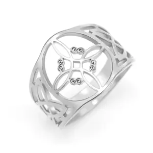 FIMENESS WITCH KNOT CLOSED SILVER TONE STAINLESS STEEL RING NON TARNISH JEWELRY