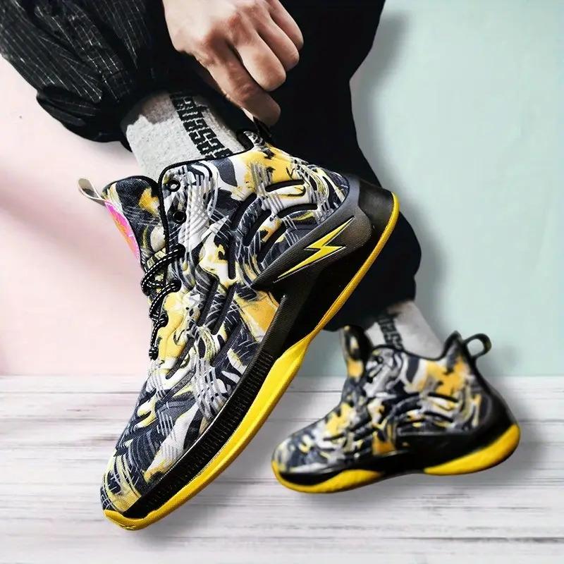 Men's and women's mid-top basketball shoes, small sizes for students, breathable PU upper and wear-resistant non-slip cushioning sole, suitable for sports and casual wear - stylish lace-up training shoes