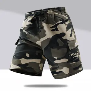 Lightweight camouflage utility shorts for men with side pockets