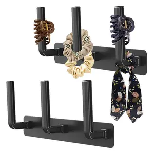 2 Pack Headband Holder Hair Ties Holder Multifunctional Hooks Removable Hat Hook Claw Clip Organizer for Women Girls Men Hat Rack for Baseball Caps Black