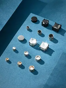 Magnetic Earrings Set, Fake Diamond Magnetic Earrings, Stainless Steel Non Pierced Earring Jewelry, Fashion Accessories for Men & Women