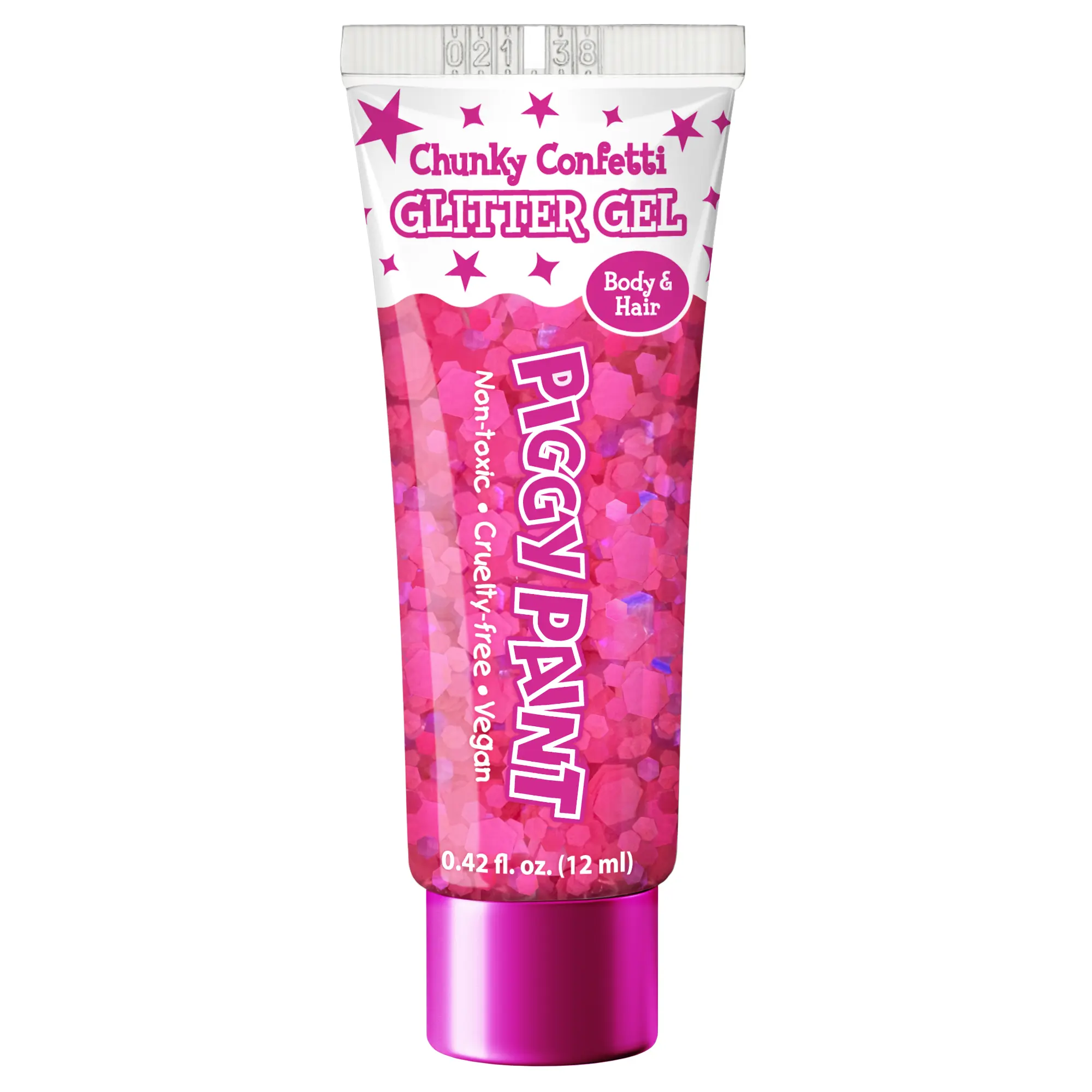 Piggy Paint Chunky Confetti Glitter Gel Neon Pink - Non-Toxic, Cruelty-Free, Vegan, Body & Hair Sparkle Fun