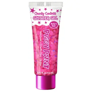Piggy Paint Chunky Confetti Glitter Gel Neon Pink - Non-Toxic, Cruelty-Free, Vegan, Body & Hair Sparkle Fun