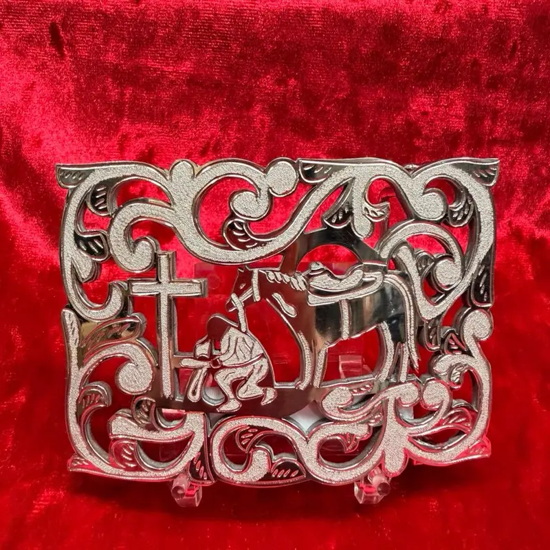 Stainless steel belts buckle vaquero incado en la cruz