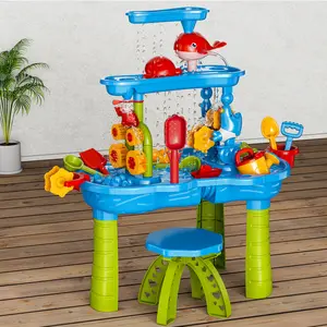 Water Table Toys, 3-Tier Outdoor Sand and Water Play Water Activity Tables Beach Toys for Outside Backyard,Summer Holiday Toys