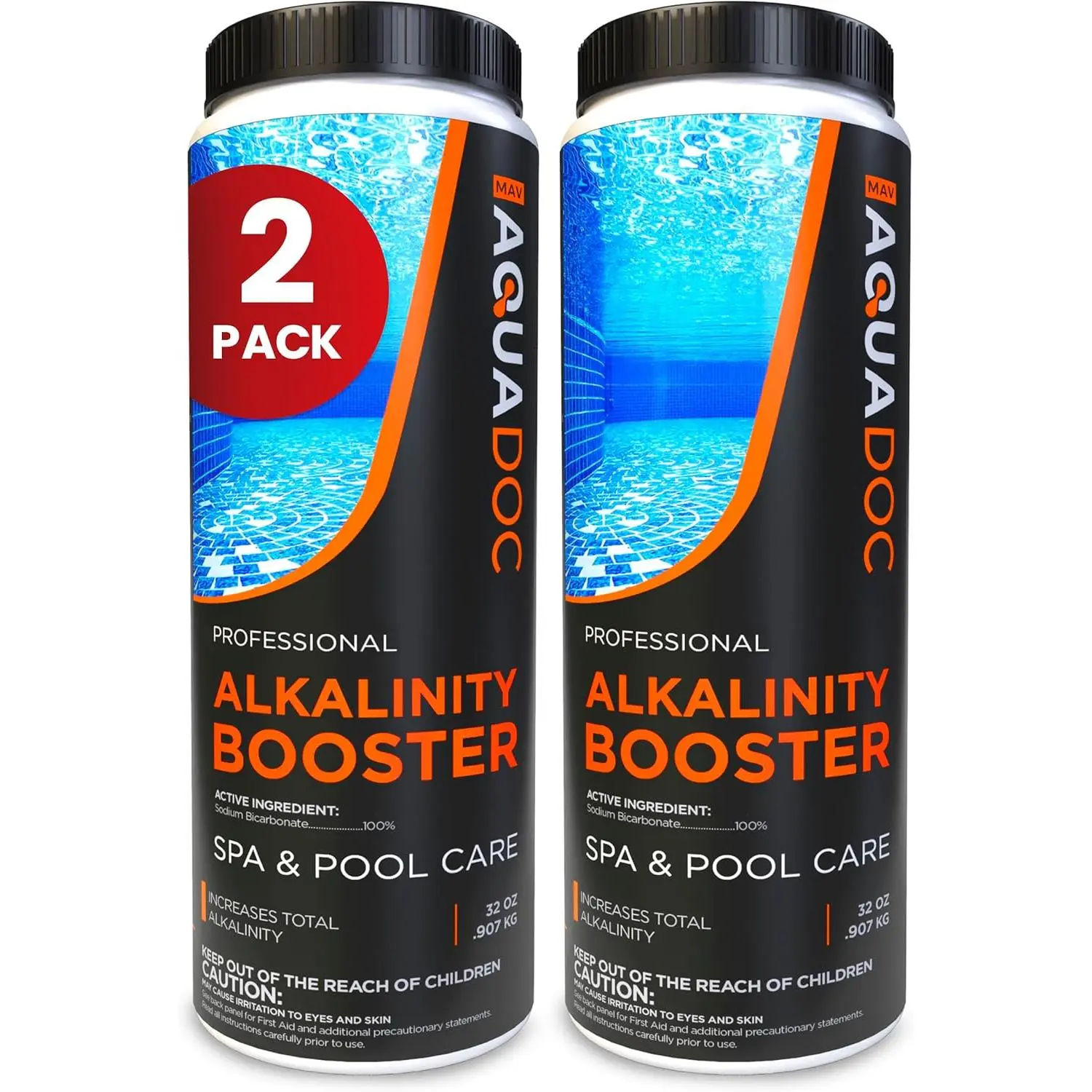AquaDoc Spa Total Alkalinity Increaser - 2-Pack 32 oz Sodium Bicarbonate Granules for Hot Tubs, pH Stability, Water Chemistry Balance, Maintain Water Quality, Helps Reduce pH Fluctuations - Made in USA, Hot Tub Care