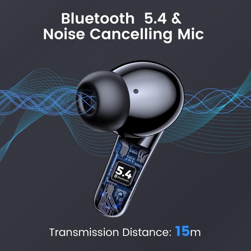 VEAT00L P91 Wireless Earbuds with Noise Cancelling Mics, Bluetooth V5.4 Stereo Earphones for Android iOS