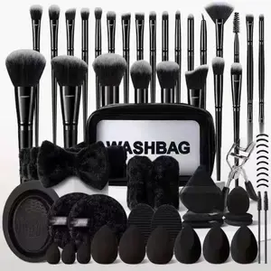 Series Makeup Tool Set, 62-Piece Cosmetic Cleaning Kit, Includes Brushes, Face Wash, Puff, Portable, Daily, Perfect Gift for Women