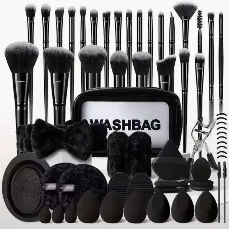 Series Makeup Tool Set, 62-Piece Cosmetic Cleaning Kit, Cosmetics Makeup Tools, Makeup Brush Washer, Includes Brushes, Face Wash, Puff, Portable, Perfect Gift for Women, Makeup Accessories