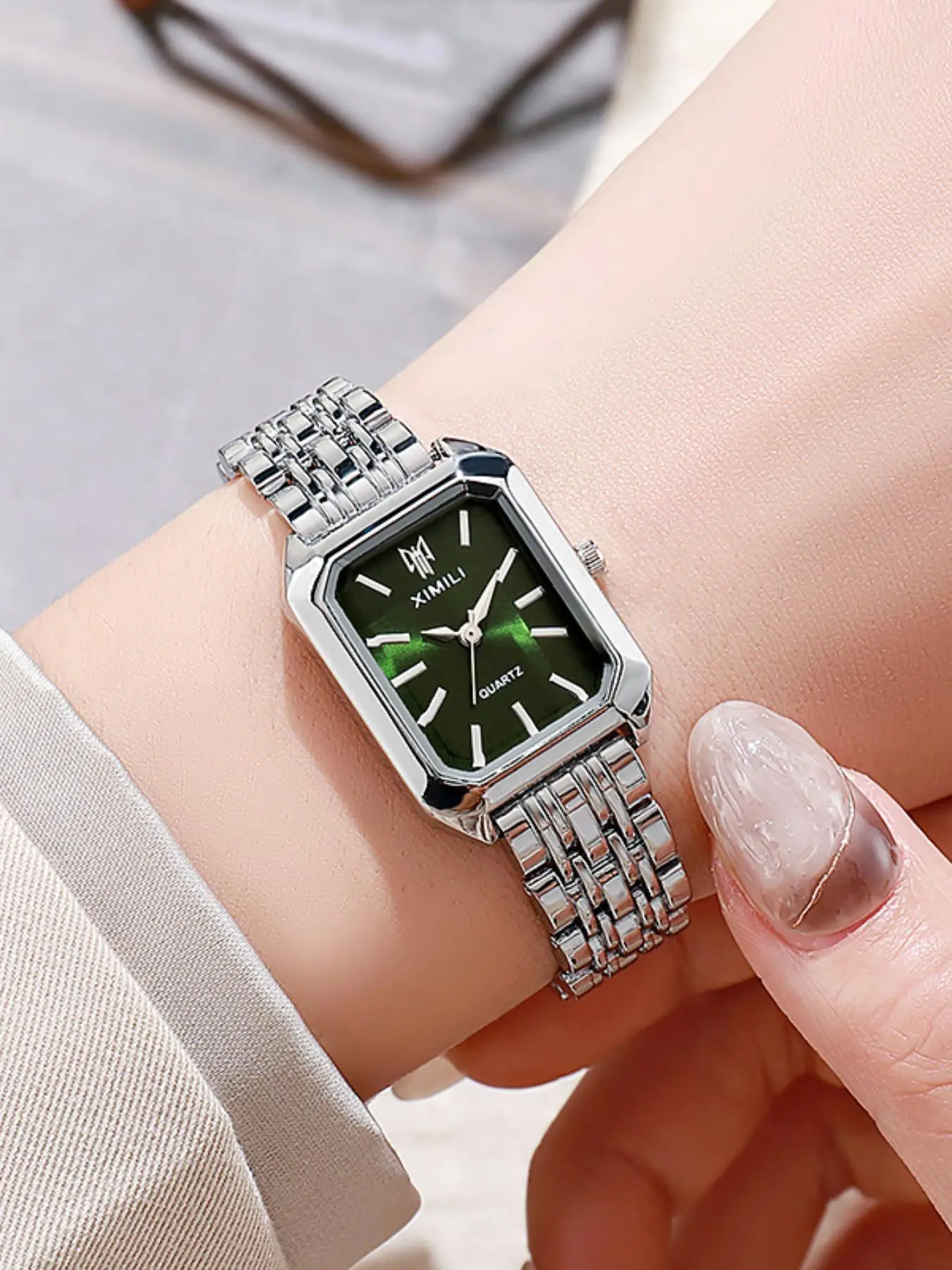 Women's Elegant Fashion Fashionable Square Dial Analog Quartz Watch, Fashion Wristwatch for Party, Daily Clothing Decor, Trendy Watch for Birthday Gift without Box, Quartz Wrist Watches, Analogue Quartz Watch