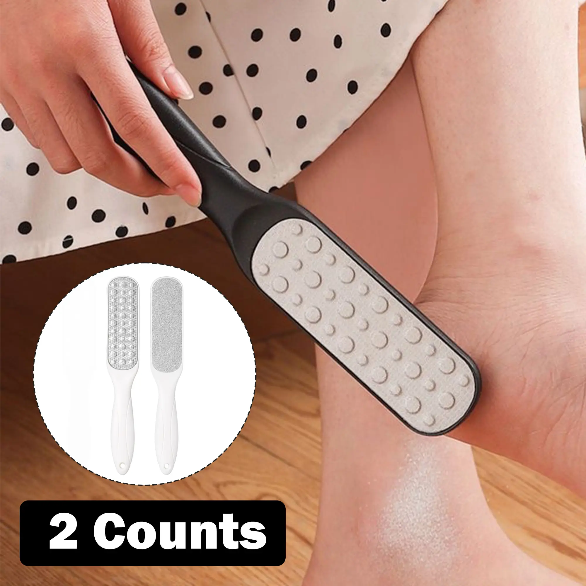 2 Counts Pedicure Foot Rasp File Remover Tool, Double-Sided Stainless Steel Pedicure Scrubber Rasp for Dead Skin Removal callus Remover, Fine & Coarse Grit for Customized Exfoliation