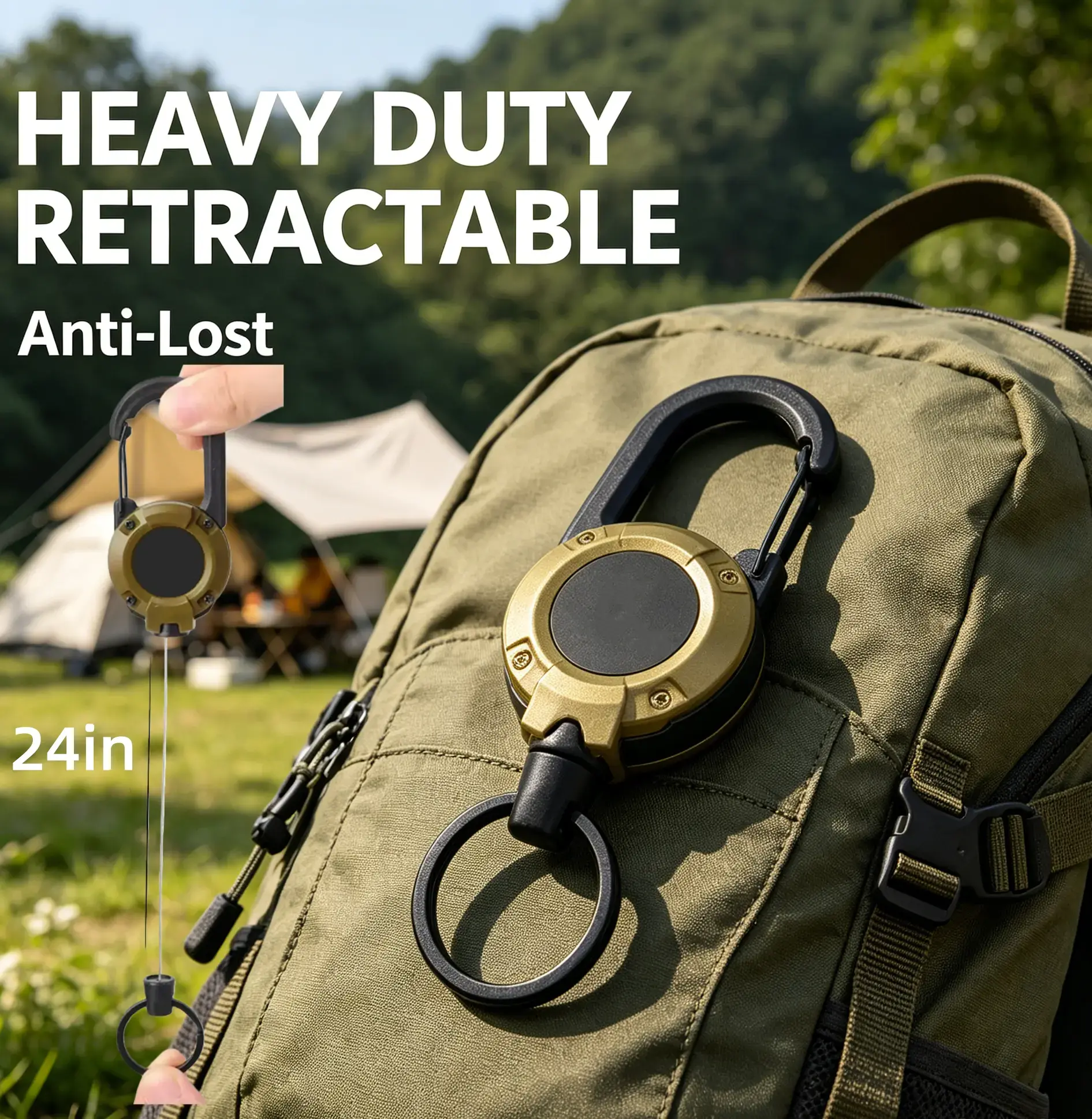 3 In 1 new multifunctional Retractable Pull Reel Carabiner Keychain, Strong Steel Wire Rope Buckle, Outdoor Sport Keychain Tool keychain accessories