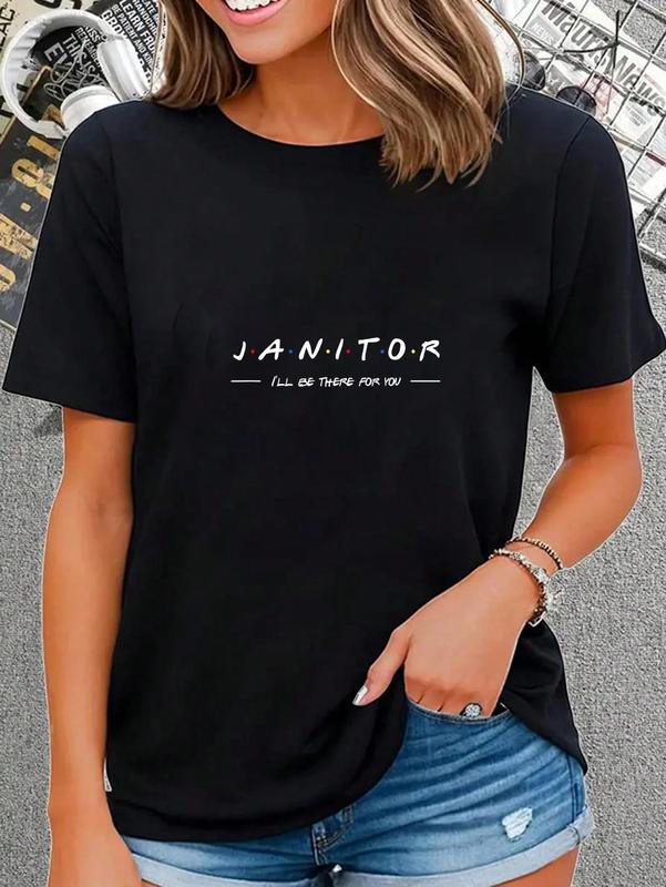 100% Cotton Janitor Friends Housekeeper Cleaner Porter Custodian Gift T-Shirt Round Neck Short Sleeve T-Shirt Women's Men's Graphic Tee