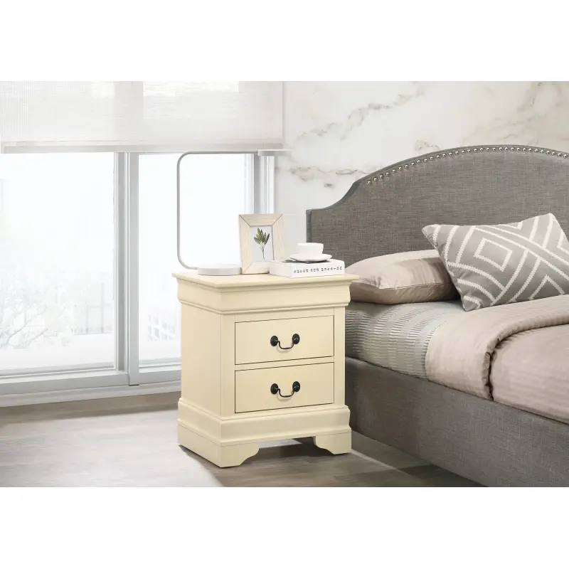 Classic Beige Nightstand With Drawers